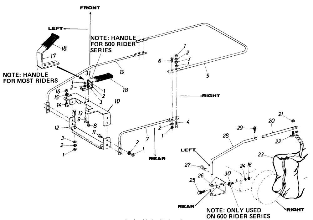 Grass Catcher Diagram and Parts List for 015 (190100)(1987) Cub Cadet Lawn Tractor Accessories